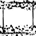 Vector background. Grunge drawn black and white template with splash, spray,border