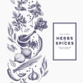 Vector background with hand drawn herbs and spices Royalty Free Stock Photo