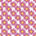 Vector white background pink daisy flowers and wild flowers. Seamless pattern background Royalty Free Stock Photo