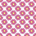 Vector white background pink daisy flowers and wild flowers. Seamless pattern background Royalty Free Stock Photo