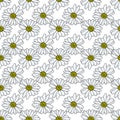 Vector white background pink daisy flowers and wild flowers. Seamless pattern background Royalty Free Stock Photo