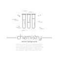 Vector background with icons - flasks. Chemistry - inscription . Science and educational background. Royalty Free Stock Photo