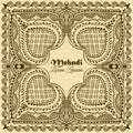 Vector background in indian ornamental style. Mehndi floral ornament. Hand drawn ethnic pattern