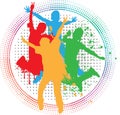 Vector background of kids jumping