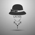 Vector background Ladies Hat vintage logo and Ladies text Royalty Free Stock Photo