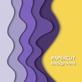 Vector background with lilac, yellow gradient color paper cut