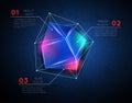 Vector background with low poly polygonal glowing
