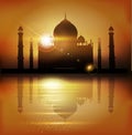 vector background with mosques and minarets to the holiday Mubarak Royalty Free Stock Photo