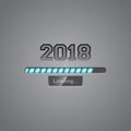 Vector background with neon progress bar showing loading of 2018 New Year.