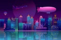 Vector background with night city in neon lights Royalty Free Stock Photo