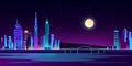 Vector background with night city in neon lights Royalty Free Stock Photo