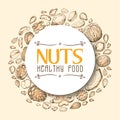 Vector background with nuts arranged in a circle Royalty Free Stock Photo