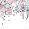 Vector background with paper Pom Poms, balloons and garlands