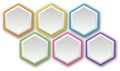 Vector background of paper round notes. 6 colorful illustration of white paper hexagonal Royalty Free Stock Photo