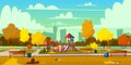 Vector background of playground in park, autumn Royalty Free Stock Photo