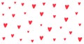 Vector background with red chalk hearts. Childish drawing style. Royalty Free Stock Photo