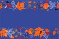 Vector background with red, orange, brown and yellow falling autumn leaves. Nature autumnal vector concept