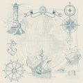 Vector background with sea navigation items Royalty Free Stock Photo