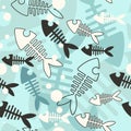 Vector background with skeleton fish Royalty Free Stock Photo