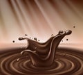 Vector background with splash of melted chocolate Royalty Free Stock Photo