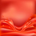 Vector background with splashes, waves of red tomato juice Royalty Free Stock Photo