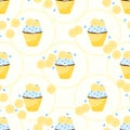 Vector background with sweet muffin.