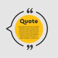 Quote circle text with bracket, vector background