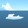 Vector background with two polar bears, she-bear and teddy bear Royalty Free Stock Photo