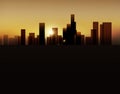 Vector background with urban landscape (buildings and sunrise) Royalty Free Stock Photo