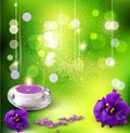 Vector background with violets and candles