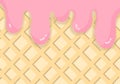 Vector background, waffen pattern, cream color, yellow ice cream wallpaper background, pastel, pink ice cream