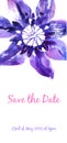 Vector background with watercolor clematis for wedding invitation