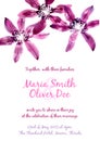 Vector background with watercolor clematis for wedding invitation