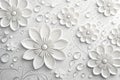 Vector background with white round flowers and drops in 3D style Royalty Free Stock Photo