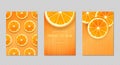 Vector backgrounds with fresh oranges slices. Orange bright summer poster or banner template