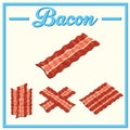 Vector bacon set.Hand drawn bacon.