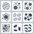 Bacteria, microbes icon set Royalty Free Stock Photo