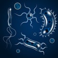 Vector bacteria, microbes icon set