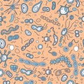 Vector bacterias cells seamless pattern. Royalty Free Stock Photo