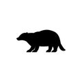 Vector badger silhouette view side for retro logos, emblems, badges, labels template vintage design element. Isolated on white