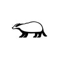 Vector badger silhouette view side for retro logos, emblems, badges, labels template vintage design element. Isolated on white