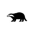 Vector badger silhouette view side for retro logos, emblems, badges, labels template vintage design element. Isolated on white