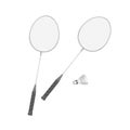 Vector Badminton Rackets with Shuttlecock Isolated