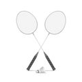 Vector Badminton Rackets with Shuttlecock Isolated