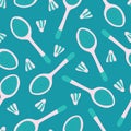 Vector badminton sports equipment seamless pattern background for fabric, wallpaper, scrapbooking projects.