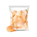 Vector Bag for Package Design Full of Potato Ripple Crispy Chips