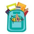 Vector bag with school stationery