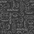 Vector. Bake, Bread mix seamless background. Good for packaging, wrapping paper or other accessories for bakery. Black and white Royalty Free Stock Photo