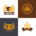 Vector bakery and bread shop logos labels badges with wheat ears