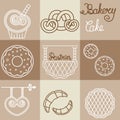 Vector bakery logos and icons in outline style